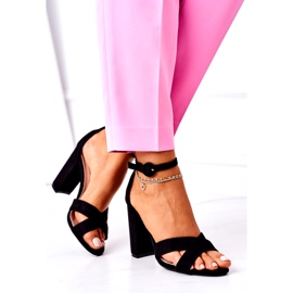 SEA Damen Sandalen mit Absatz Wildleder Schwarz Telmen 3