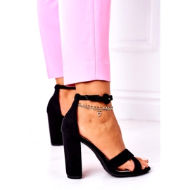 SEA Damen Sandalen mit Absatz Wildleder Schwarz Telmen 4