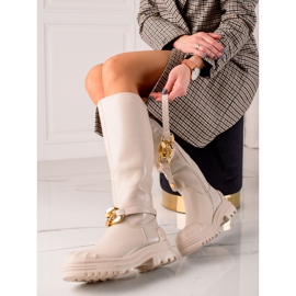 Diamantique Stiefel mit Modeschmuck beige 2