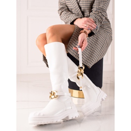 Diamantique Stiefel mit Modeschmuck weiß 1