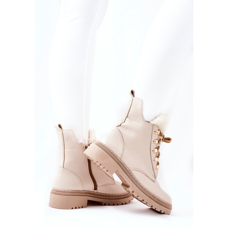 PF1 Warme Stiefel aus Leder Beige Khaleni 2