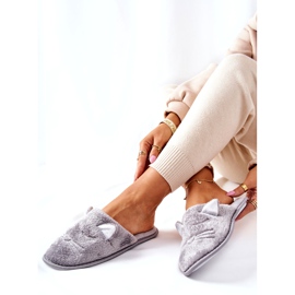 PE1 Glänzende Kätzchenhausschuhe mit grauen Kaisy-Ohren 4