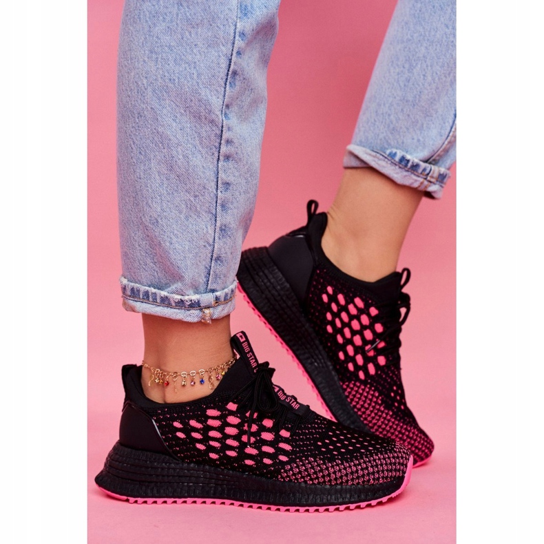Damen Sportschuhe Sneakers Big Star Schwarz Fuchsia FF274964 rosa 1