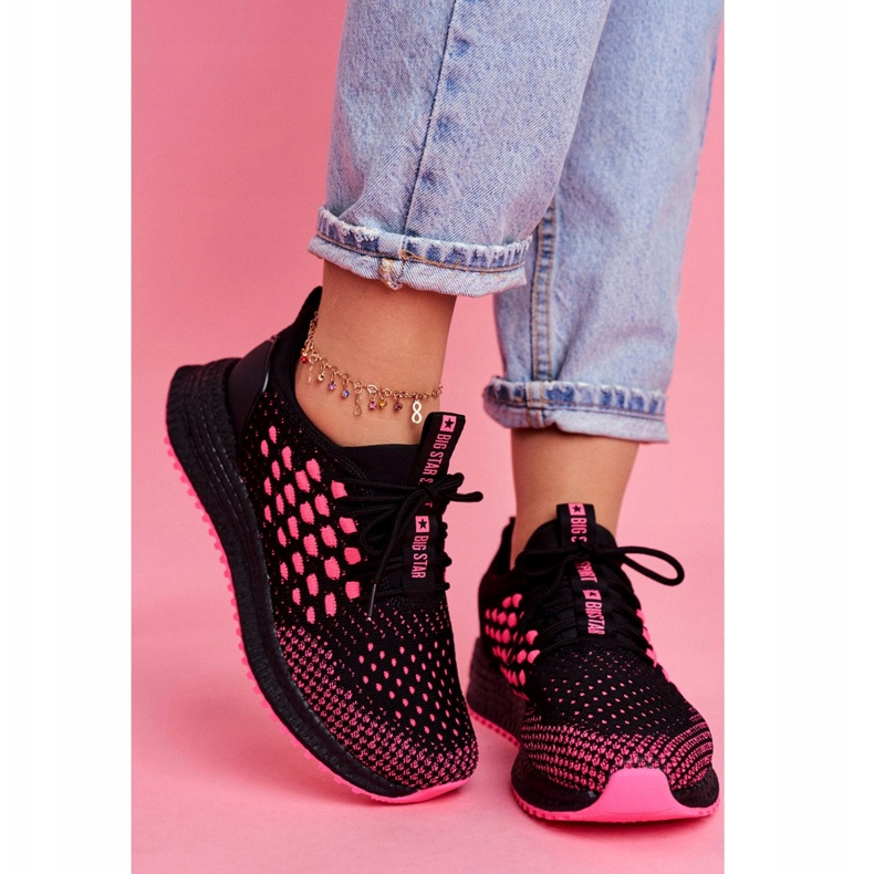 Damen Sportschuhe Sneakers Big Star Schwarz Fuchsia FF274964 rosa 2