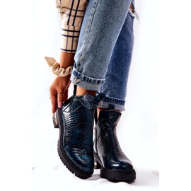 PA2 Grüne Tanya Crocodile Warm Lederstiefel schwarz 3