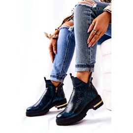 PA2 Grüne Tanya Crocodile Warm Lederstiefel schwarz 5