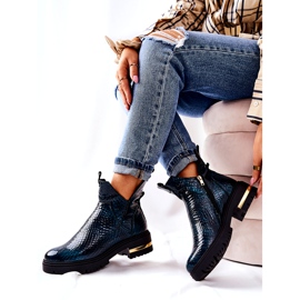 PA2 Grüne Tanya Crocodile Warm Lederstiefel schwarz 4