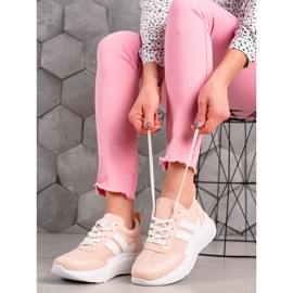 Ideal Shoes Modische Turnschuhe mit Streifen weiß rosa 1