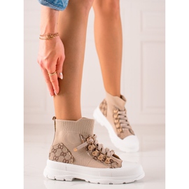 TRENDI Hohe Sportschuhe beige braun 1