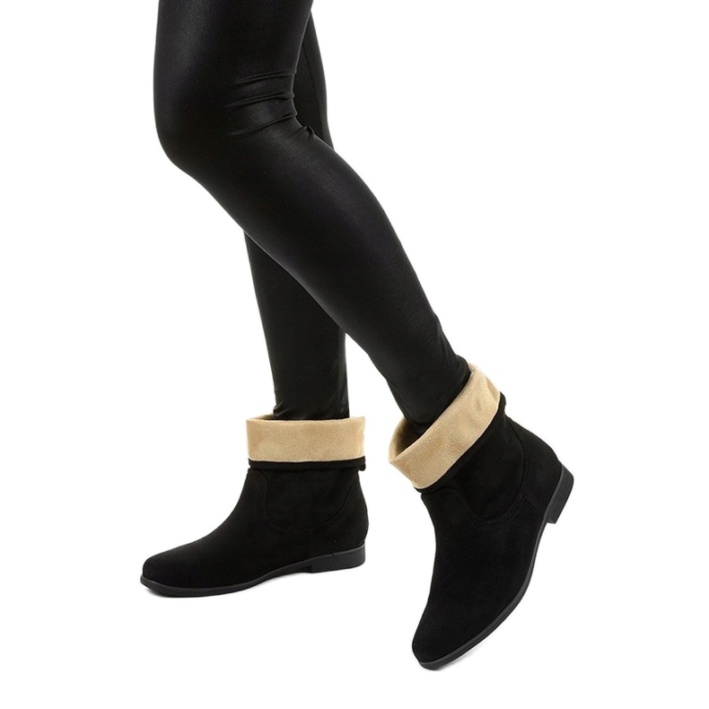 Islevine schwarze Wildleder-ähnliche Slip-On-Stiefel 3