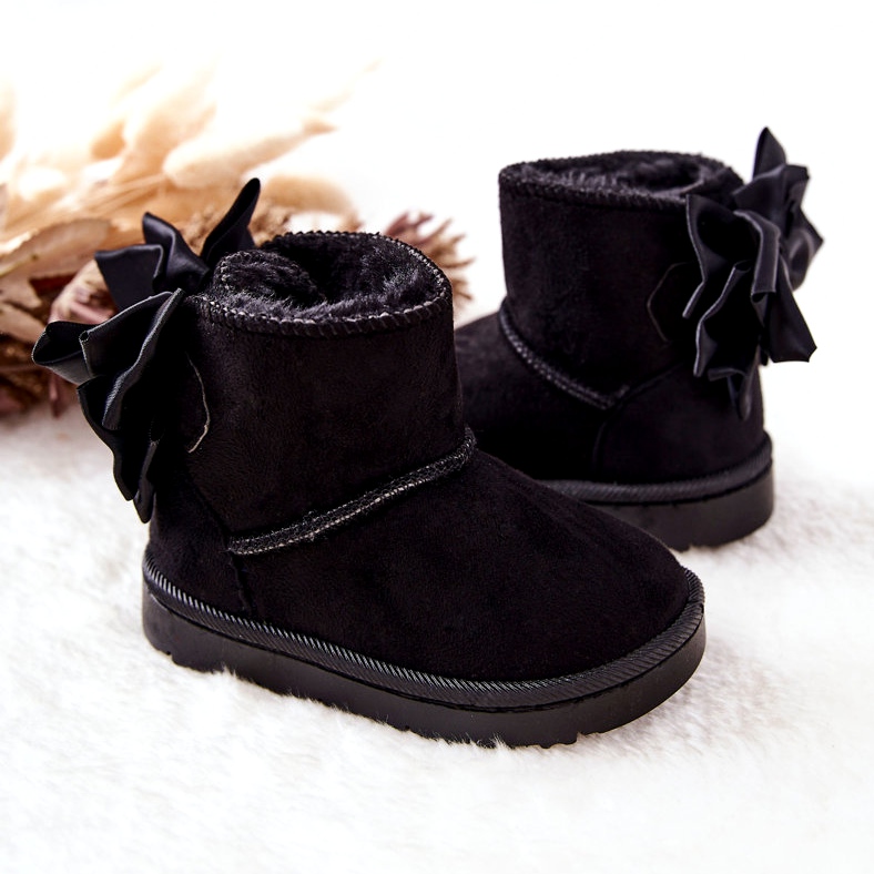 Warme Kinder-Schneestiefel mit Schleife Black Snowis schwarz 3