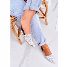 Elegante Lederballerinas mit Blumen Laura Messi 1110 Weiß rosa mehrfarbig 2