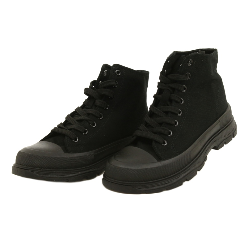 News Schwarze hohe Sneakers auf Plattform 21SP02-1050 3