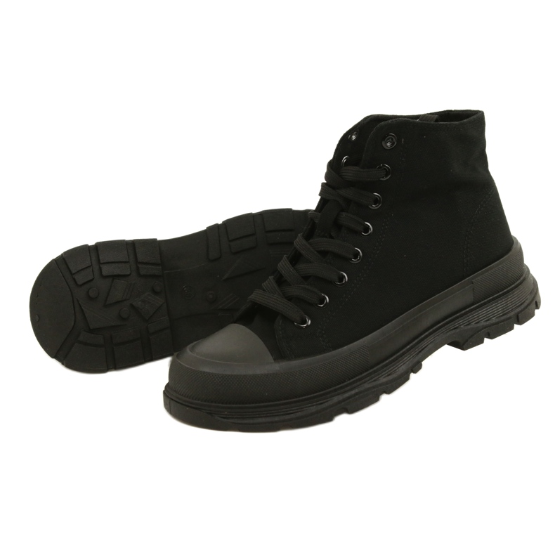 News Schwarze hohe Sneakers auf Plattform 21SP02-1050 5