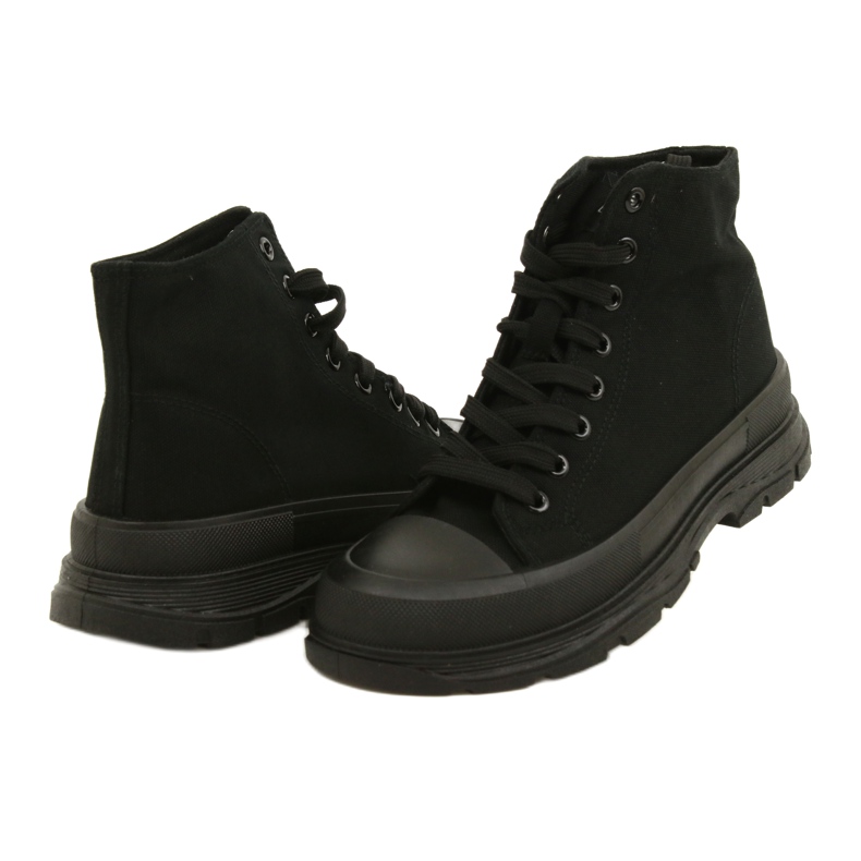 News Schwarze hohe Sneakers auf Plattform 21SP02-1050 4