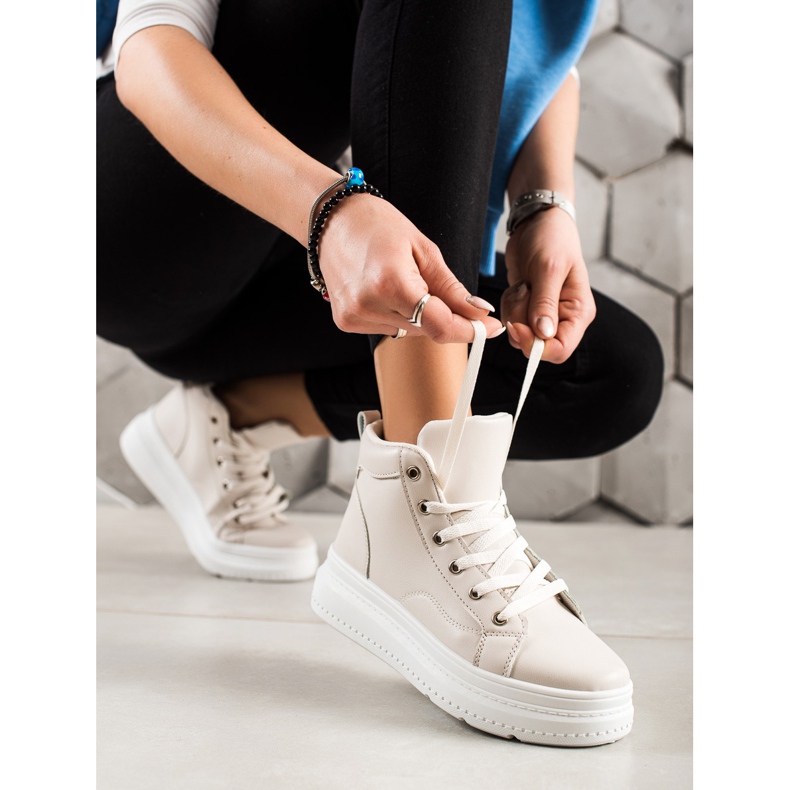 Renda Hohe Turnschuhe mit Öko-Leder beige 1