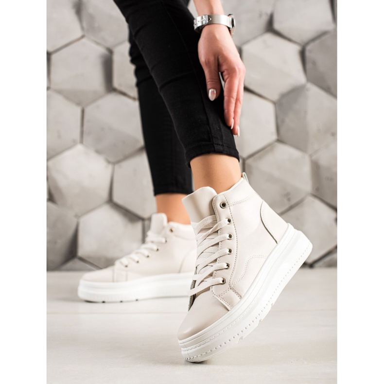 Renda Hohe Turnschuhe mit Öko-Leder beige 2