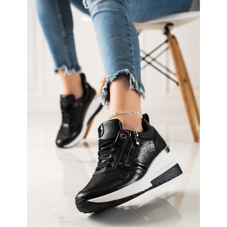TRENDI Keilsneaker mit Glitzer schwarz 1