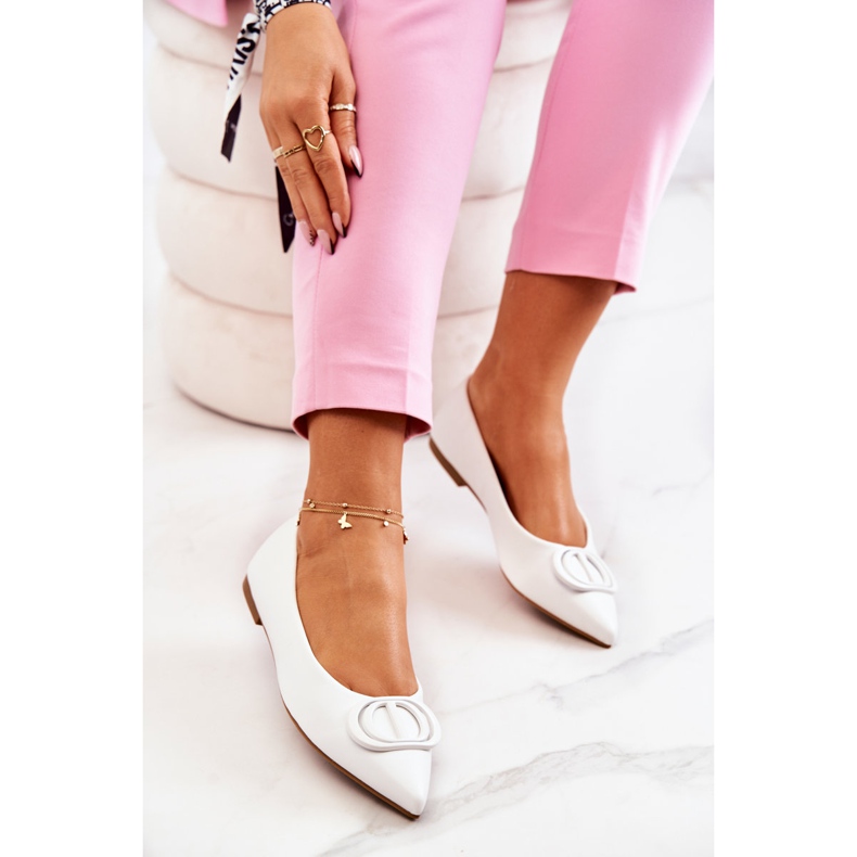 PS1 Leder Ballerinas In Spitz Weiß Rachelle 1