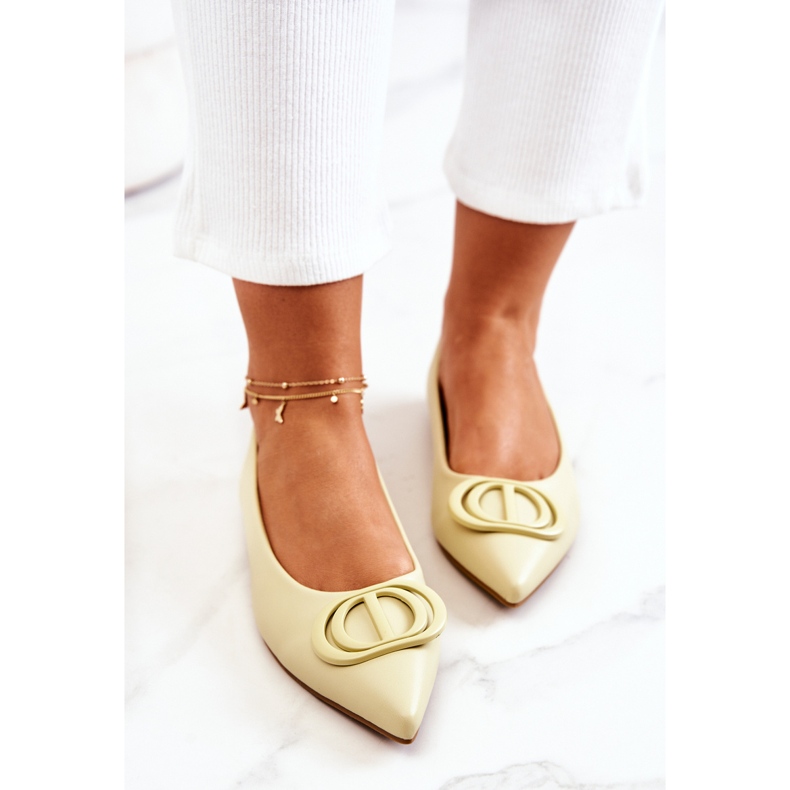 PS1 Lederballerinas in Rachelles hellgrünem Spitz gelb 1