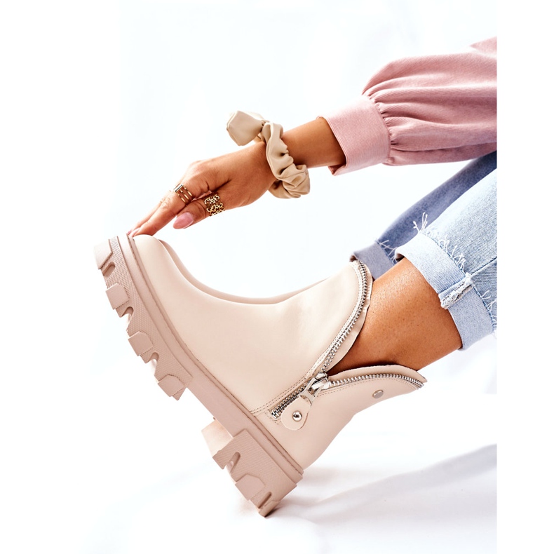 FI1 Damen Stiefeletten mit Ausschnitten Beige Rhythm 3
