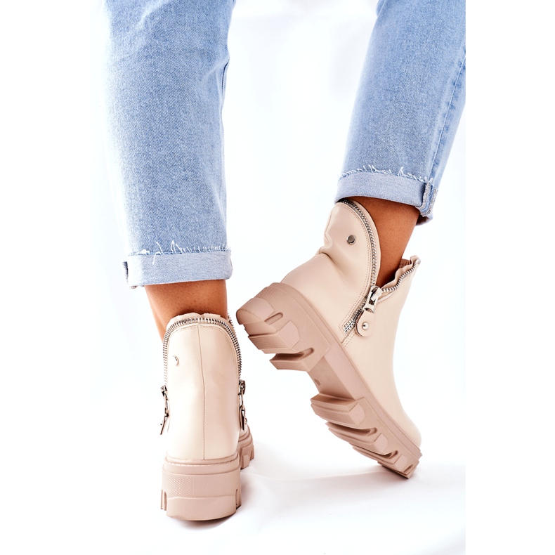 FI1 Damen Stiefeletten mit Ausschnitten Beige Rhythm 5