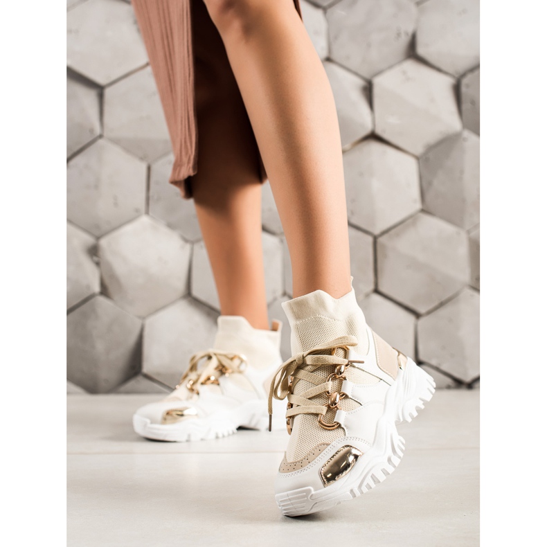 TRENDI Mode-Turnschuhe beige golden 1