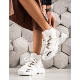 TRENDI Mode-Turnschuhe weiß silber- grau 1