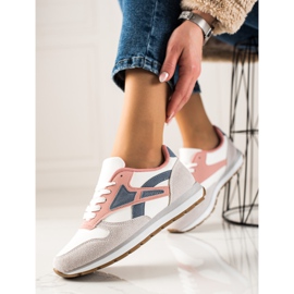 TRENDI Lässige Sportschuhe weiß marineblau rosa grau 1