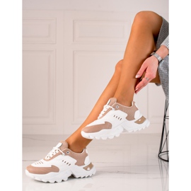 TRENDI Turnschuhe mit Mesh beige weiß 1