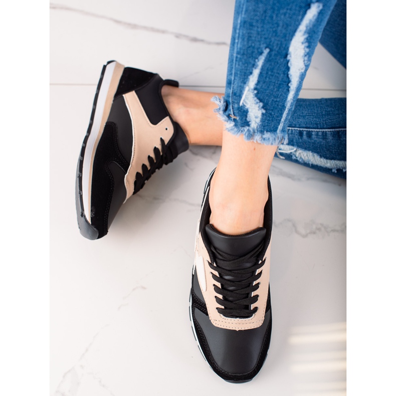 TRENDI Lässige Sportschuhe beige schwarz 1