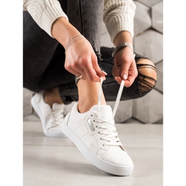 TRENDI Leichte Sportschuhe aus Eco-Leder weiß silber- 1