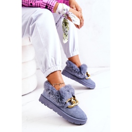 PS1 Damen Hausschuhe mit Goldkette Blau Ardrums 1