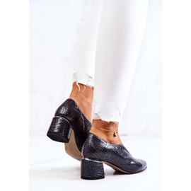 PA2 Lederpumps aus Schlangenleder Alissa Dunkelgrau 1