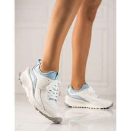 Goodin Stylische Ledersneaker weiß blau 1