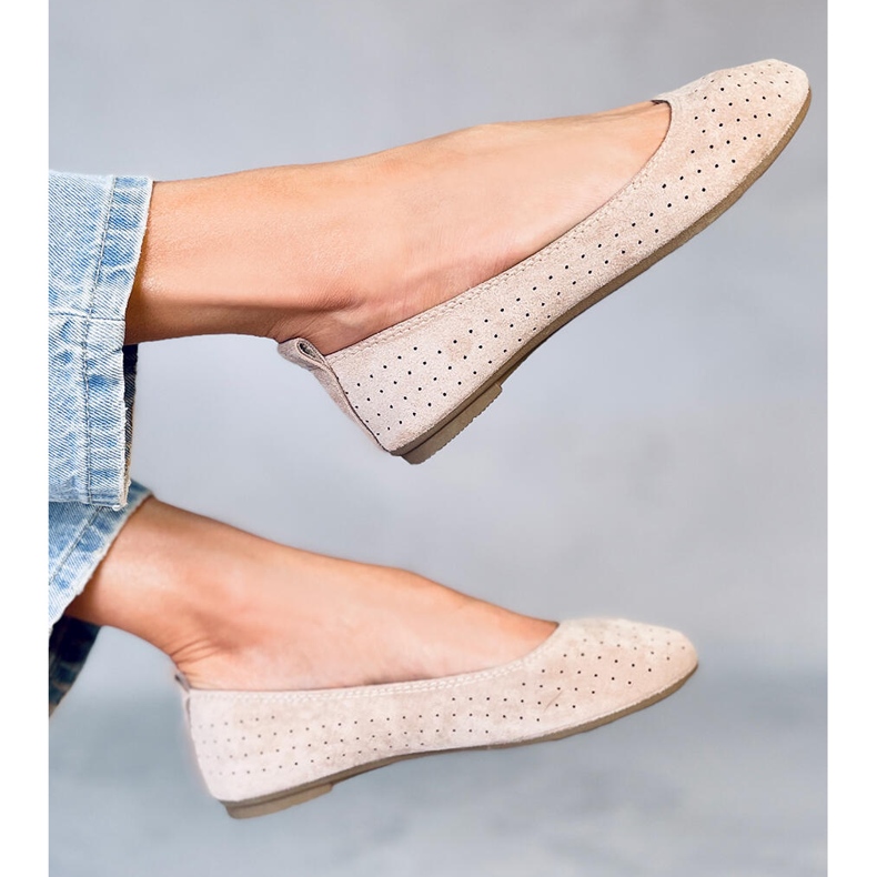 Durchbrochene Ballerinas Ameli Beige 1