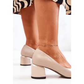 PA2 Leder Pumps Toe In Spitz Beige Marilyn 1