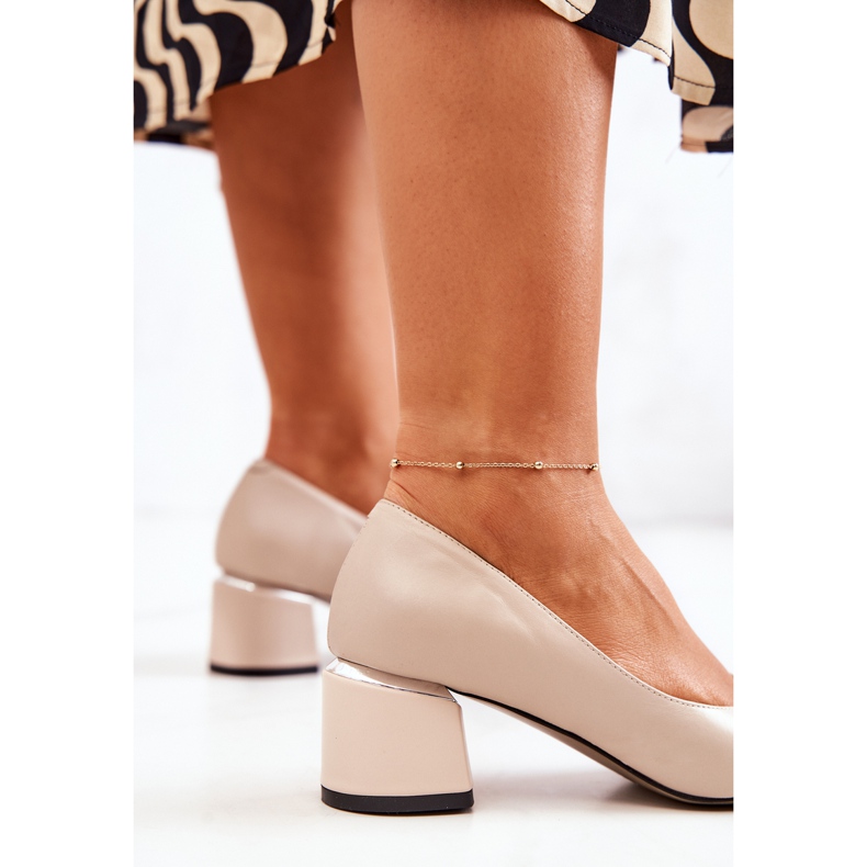 PA2 Leder Pumps Toe In Spitz Beige Marilyn 1