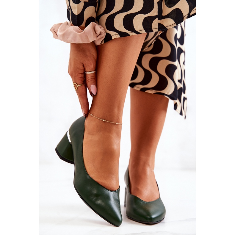 PA2 Leder Pumps Toe In Spitz Grün Marilyn 1