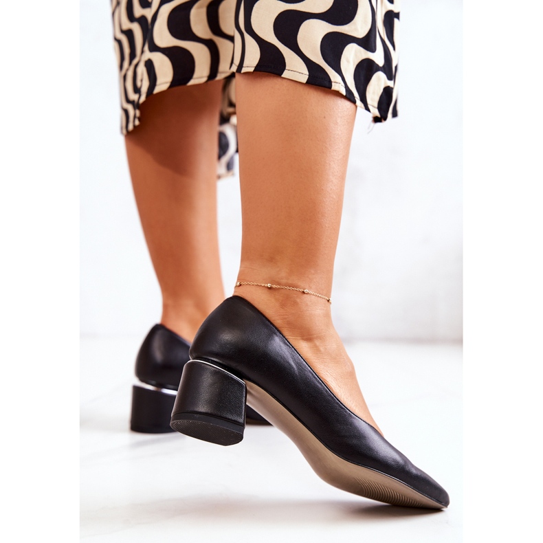 Leder Pumps Toe In Spitz Schwarz Marilyn 1