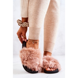 PM1 Hausschuhe mit Pelz, Gummi Dirty Pink Pollie beige 2