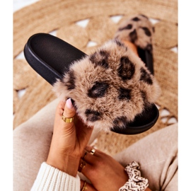 PM1 Hausschuhe mit Fell, Gummi Leopard Brown Noelle beige braun 1