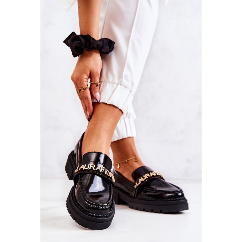 PL5 Lackierte Slipper Buchstaben La.Fi Schwarz Jenefer 2