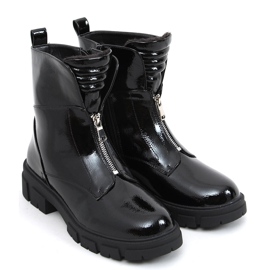 Flache, lackierte Stiefel in Haiti Black schwarz 2