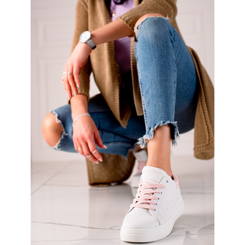 Ideal Shoes Klassische weiße Turnschuhe 1