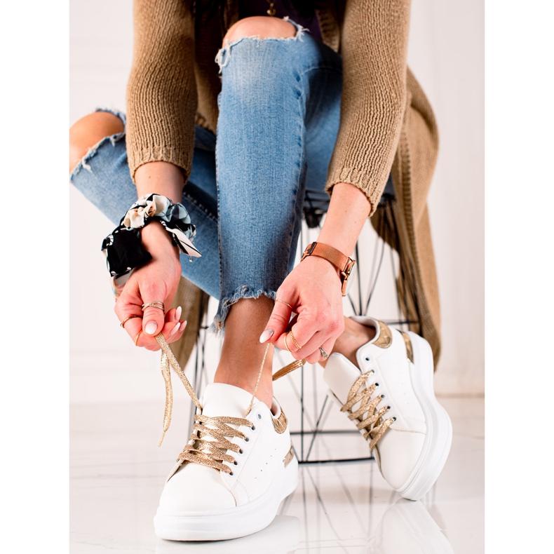 BUONAROTTI Turnschuhe mit goldenen Einsätzen weiß 1