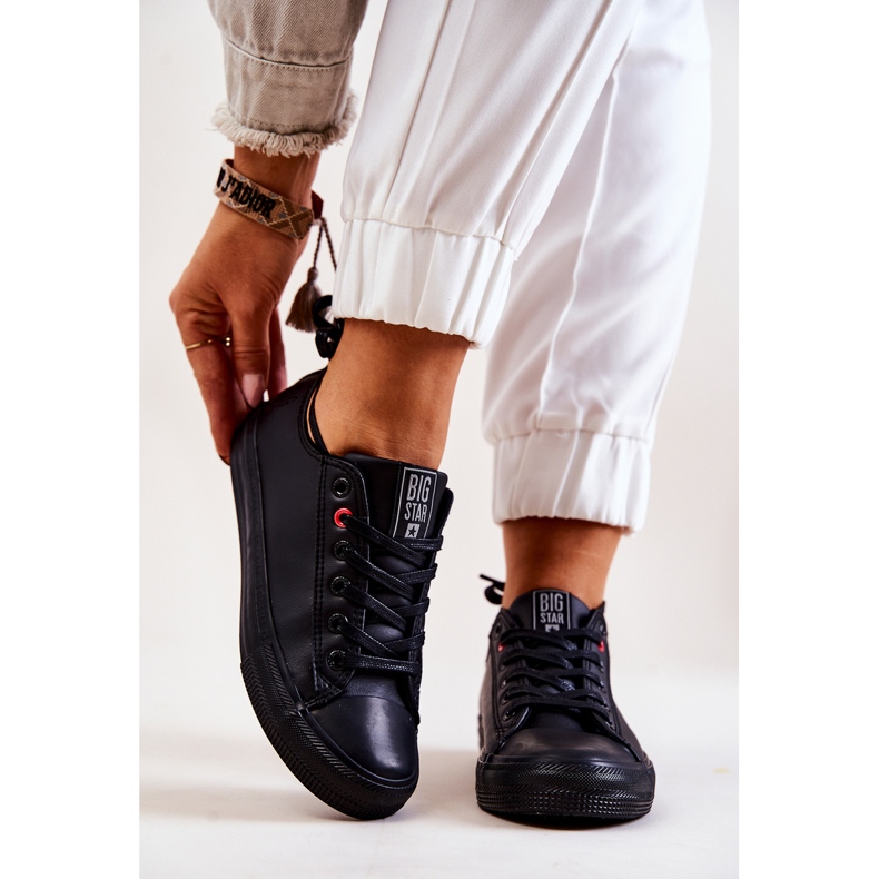 Niedrige Lederturnschuhe Big Star JJ274006 Schwarz 1