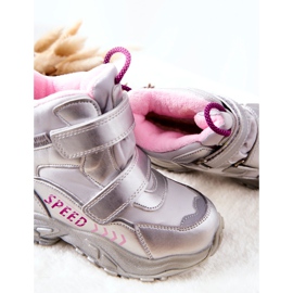 PJ2 Warme Schneestiefel mit Klettverschluss Silber Percy grau 1