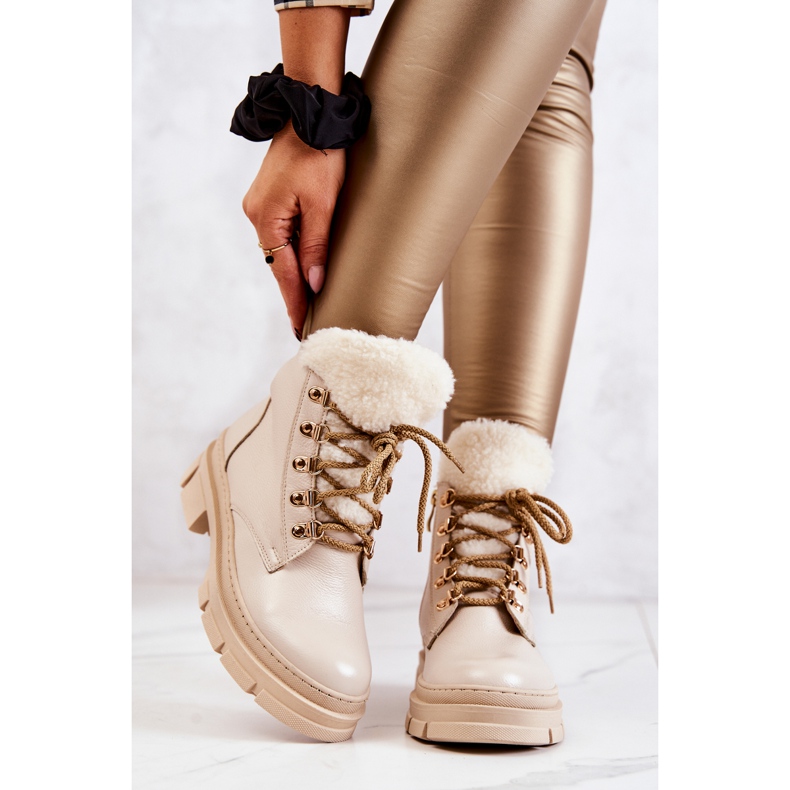 PF1 Warme Lederstiefel Beige Molissa-Stiefel 2