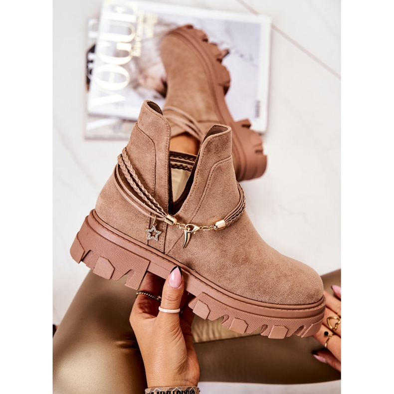 PS1 Arbeiterstiefel aus Wildleder mit Streifen Beige Moriah braun 1